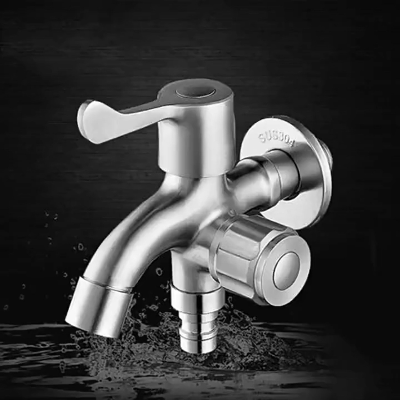 Good quality abs body double handle bibcock 2-hole wall mounted quick open two way washing machine faucet