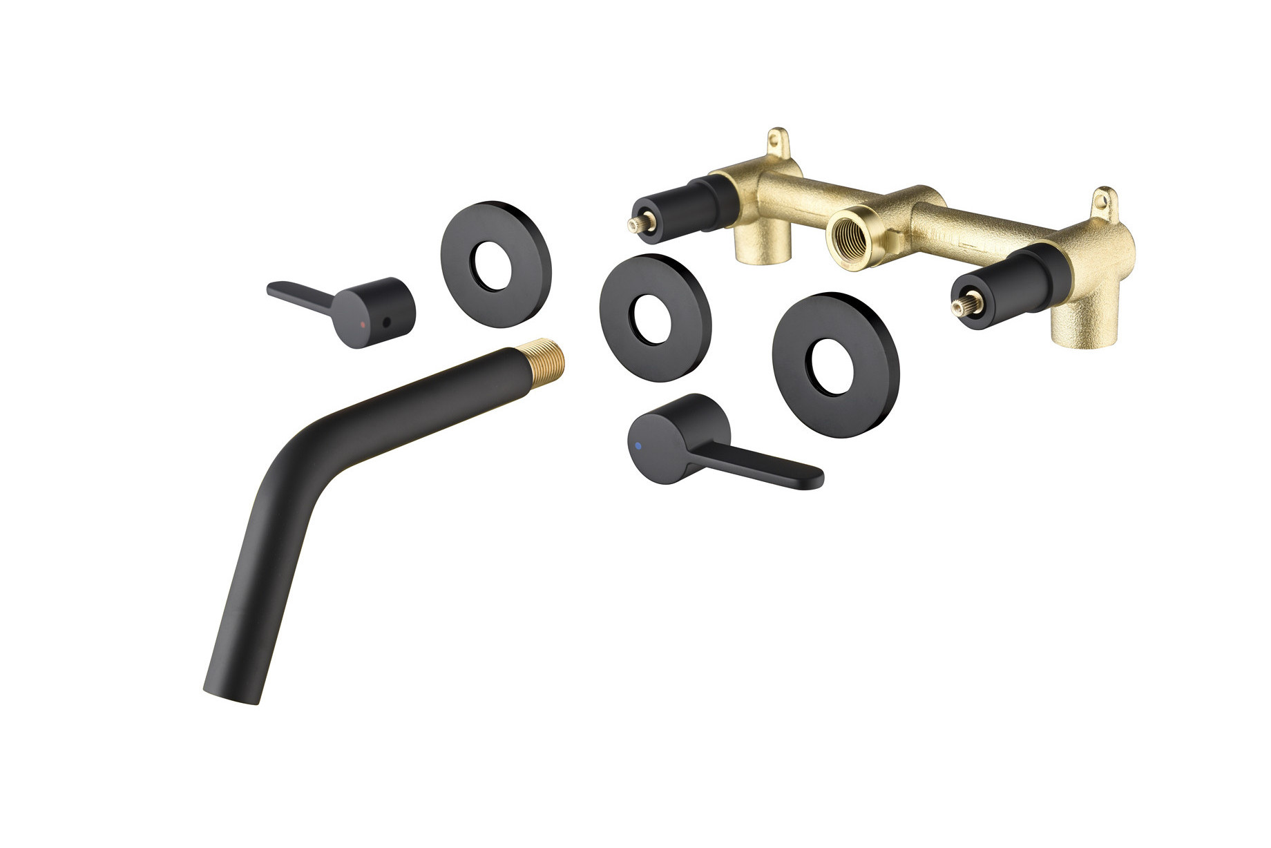 Matte Black Bathroom Faucet, Modern Commercial Two Handle Black Bathroom Sink Faucet with Brass Accessories