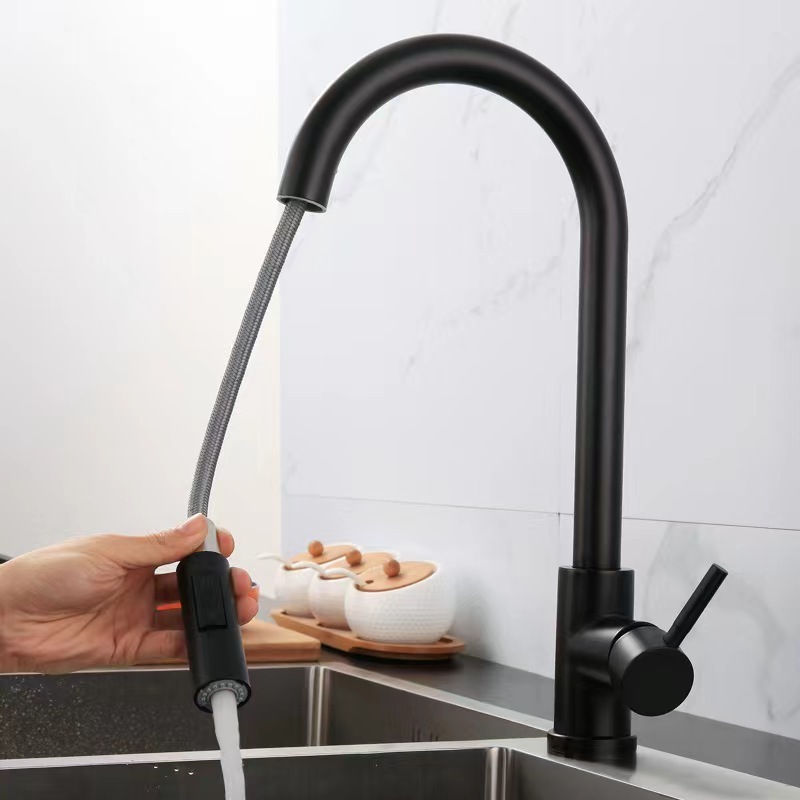 304 Stainless Steel Kitchen Draw Faucet Induction Hot & Cold Telescopic Brushed Gold Black Touch Faucet