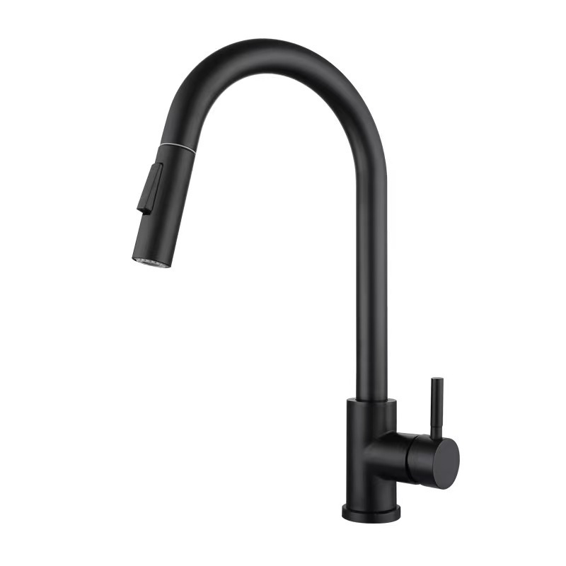 304 Stainless Steel Kitchen Draw Faucet Induction Hot & Cold Telescopic Brushed Gold Black Touch Faucet