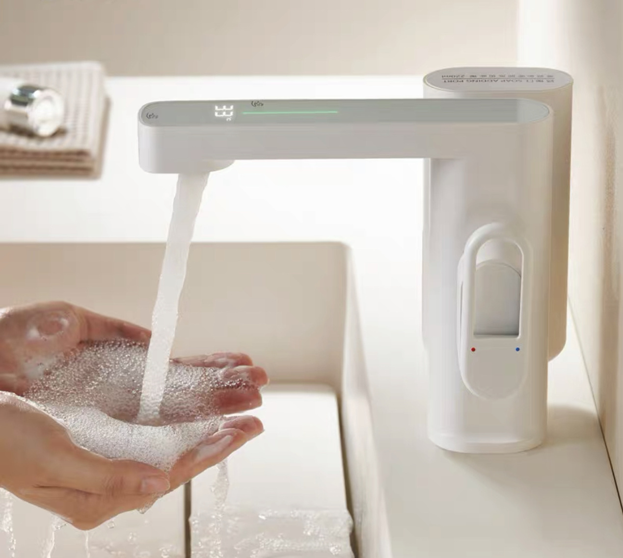 Auto Laser Induction Faucet And Hand Soap Dispenser Touchless Water Tap Sanitizer Dispenser For Bathroom