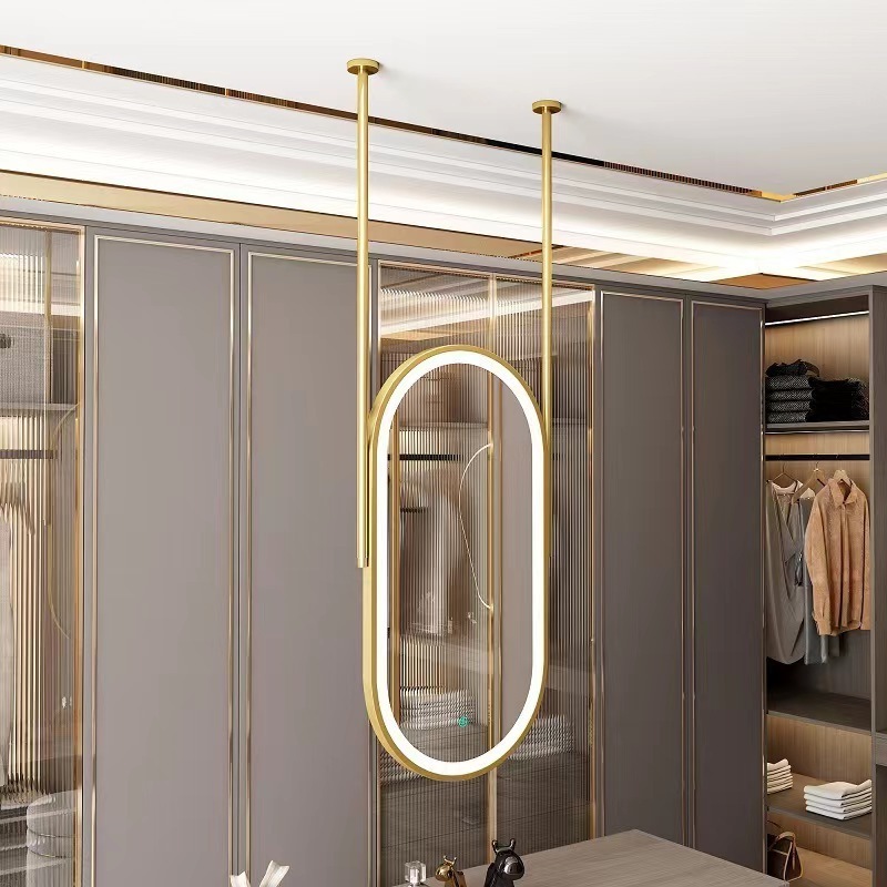 Oval mirror ceiling hanging mirror hotel bathroom mirror with lights