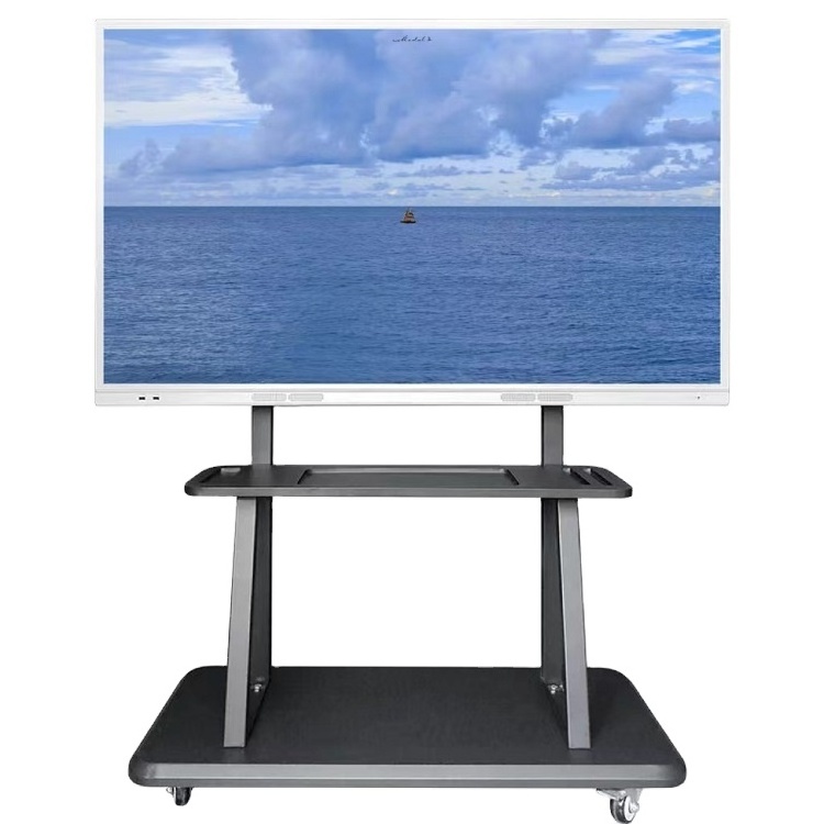 65 86 Inch 4K All In One Digital Rolling Lcd Led Smart Presentation Flat Board Interactive Whiteboard Mobile Stand For Classroom