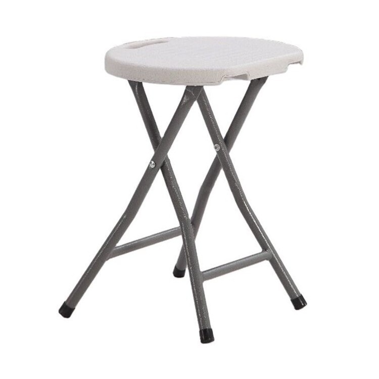 HONGQIAO Foldable Garden Stool Round White Portable Stool  Folding Dining Chair Camping Stool for Outdoor Fishing BBQ