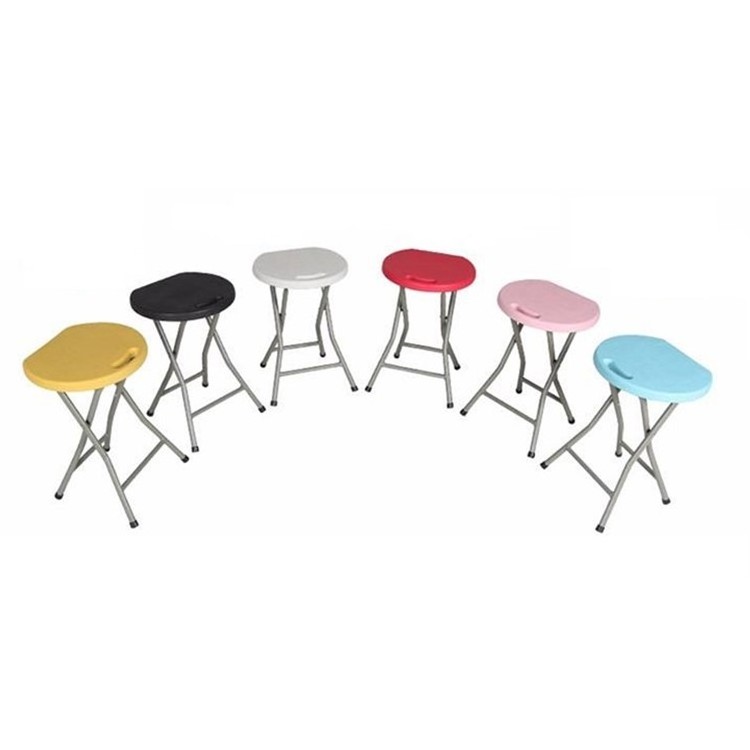 HONGQIAO Foldable Garden Stool Round White Portable Stool  Folding Dining Chair Camping Stool for Outdoor Fishing BBQ