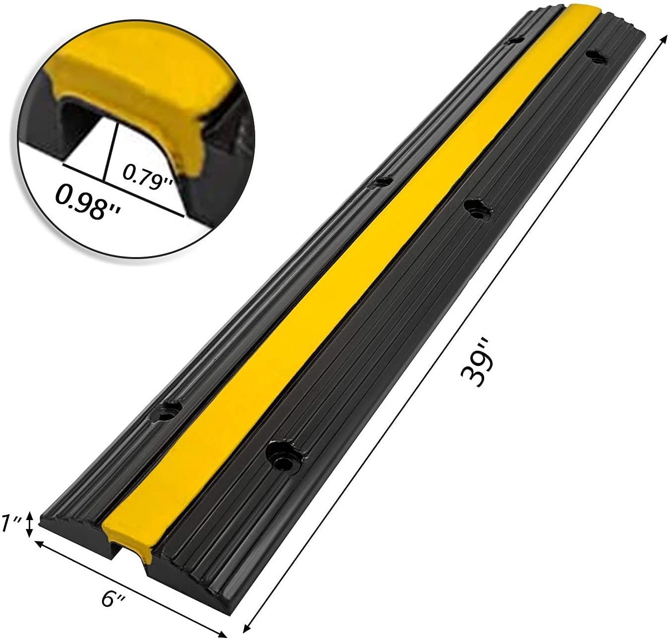 1-Channel Rubber Cable Protector Ramps  Cable Wire Cord Cover Ramp Speed Bump Driveway Hose Cable Ramp Protective Cover