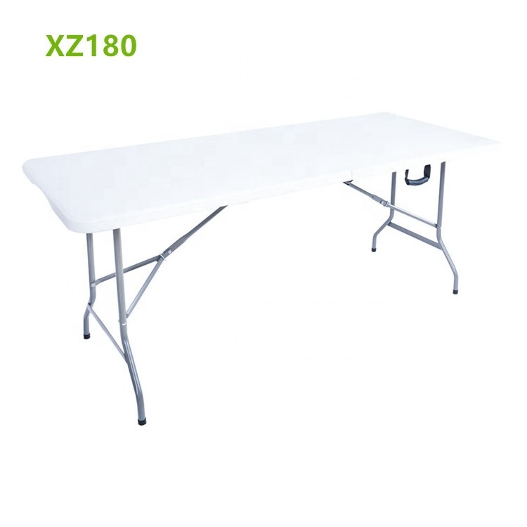 HONGQIAO 6FT Wholesale Outdoor White Folding Plastic Party Table Plastic Folding Table For Camping Patio Balcony Table