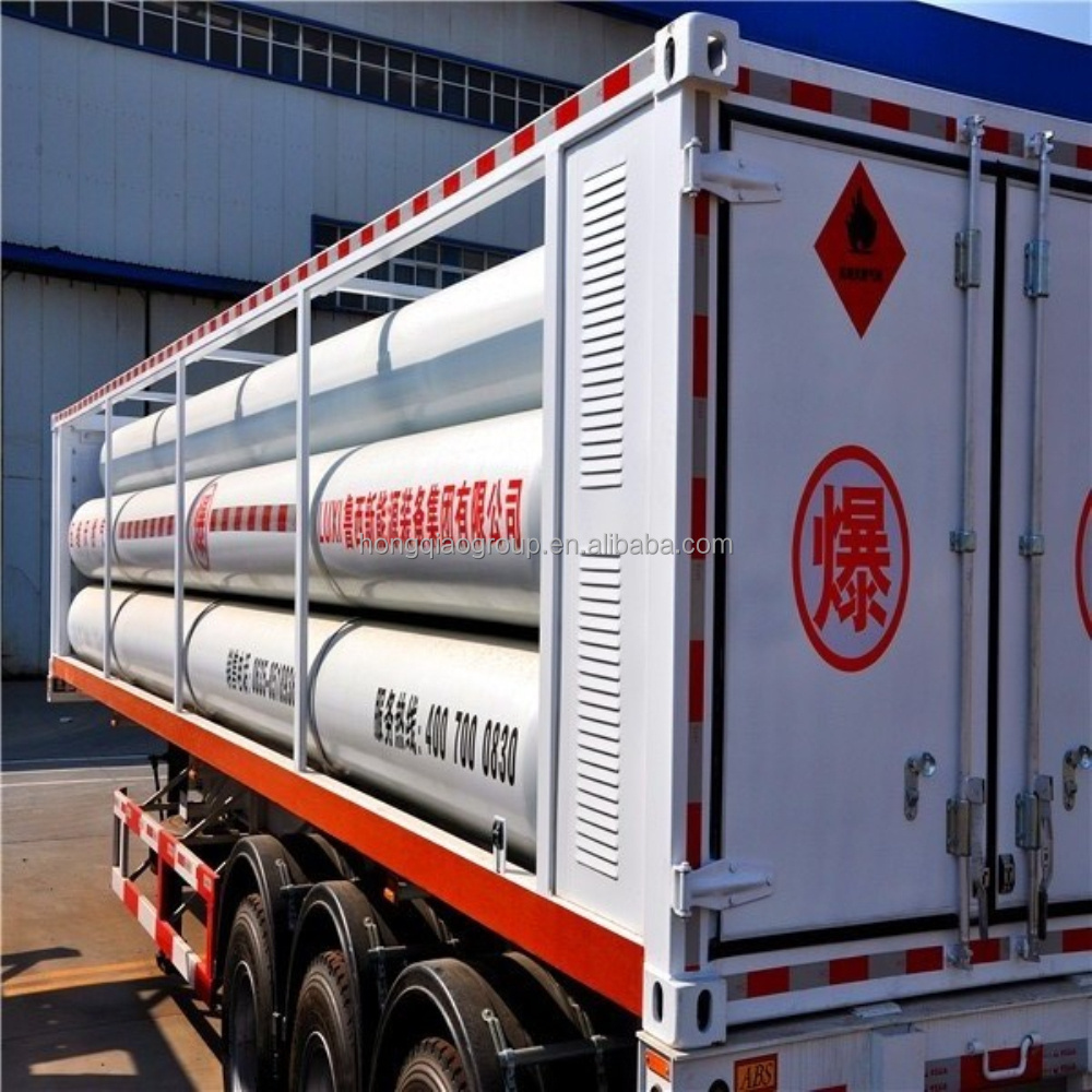 CNG, hydrogen, helium jumbo tube skid container for industrial gas storing, CNG station, transportation, power generating plant