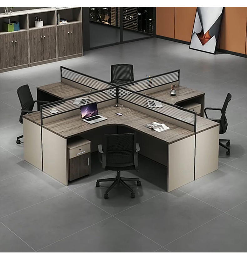 Modern design office furniture single seat staff workstation wooden computer table office desks table with storage cabinet