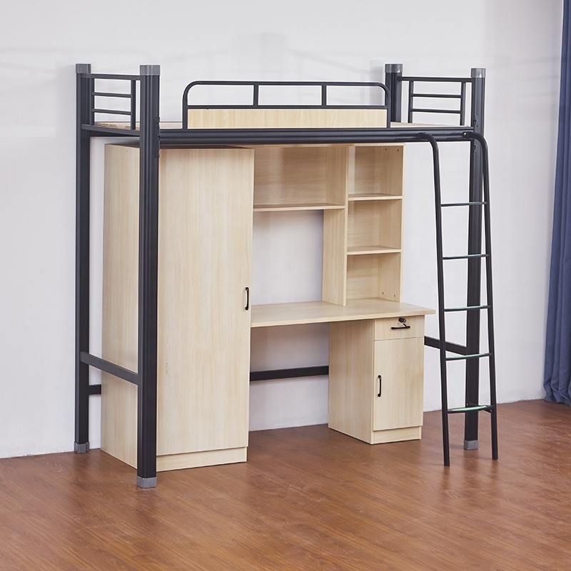 Wholesale university bunk bed student apartment steel loft wardrobe cheap desk and locker bunk dorm bed