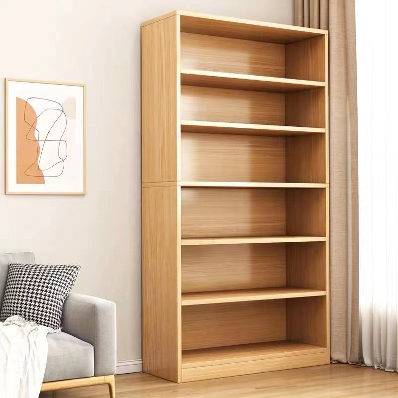 Custom modern bookshelf design wooden display minimalist bookcase wooden library bookshelf industrial bookshelf with back panel