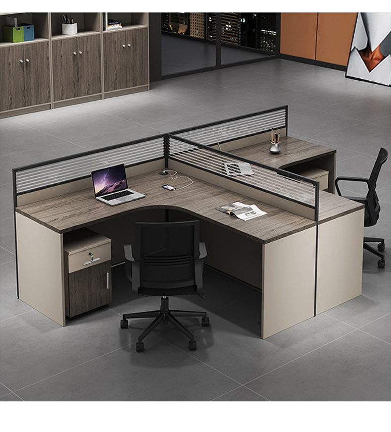 Modern design office furniture single seat staff workstation wooden computer table office desks table with storage cabinet