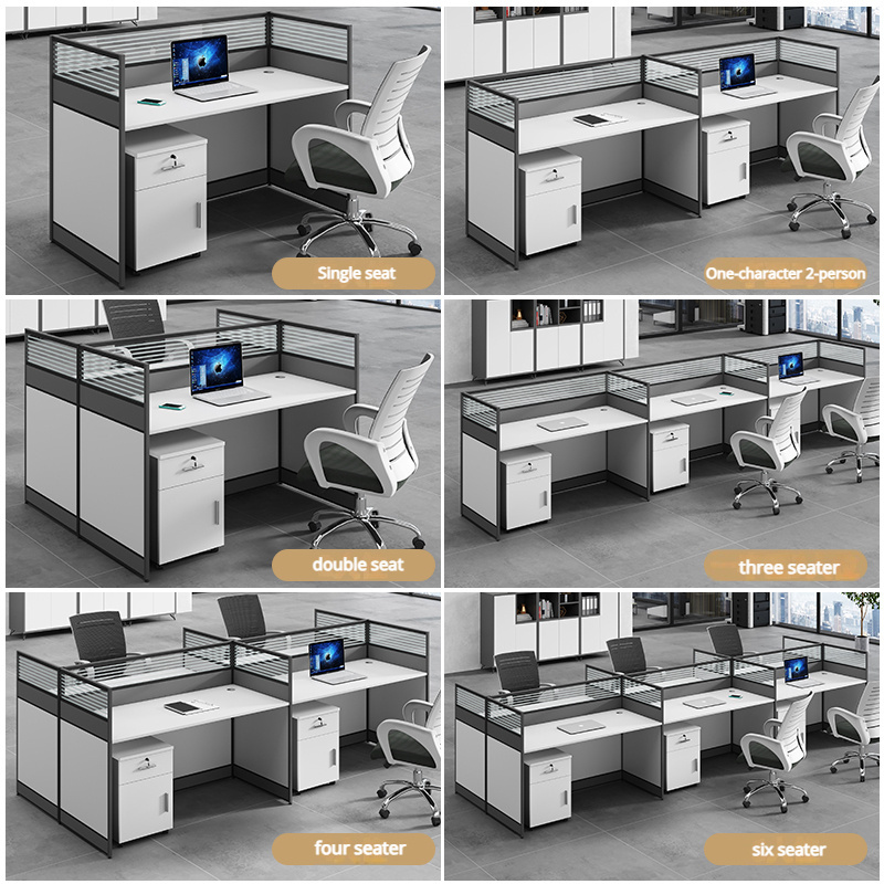 Modern design office furniture single seat staff workstation wooden computer table office desks table with storage cabinet