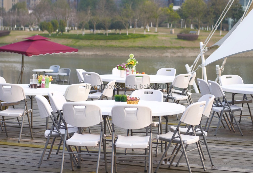 5ft Plastic Folding table round used for banquet outdoor wedding folding table