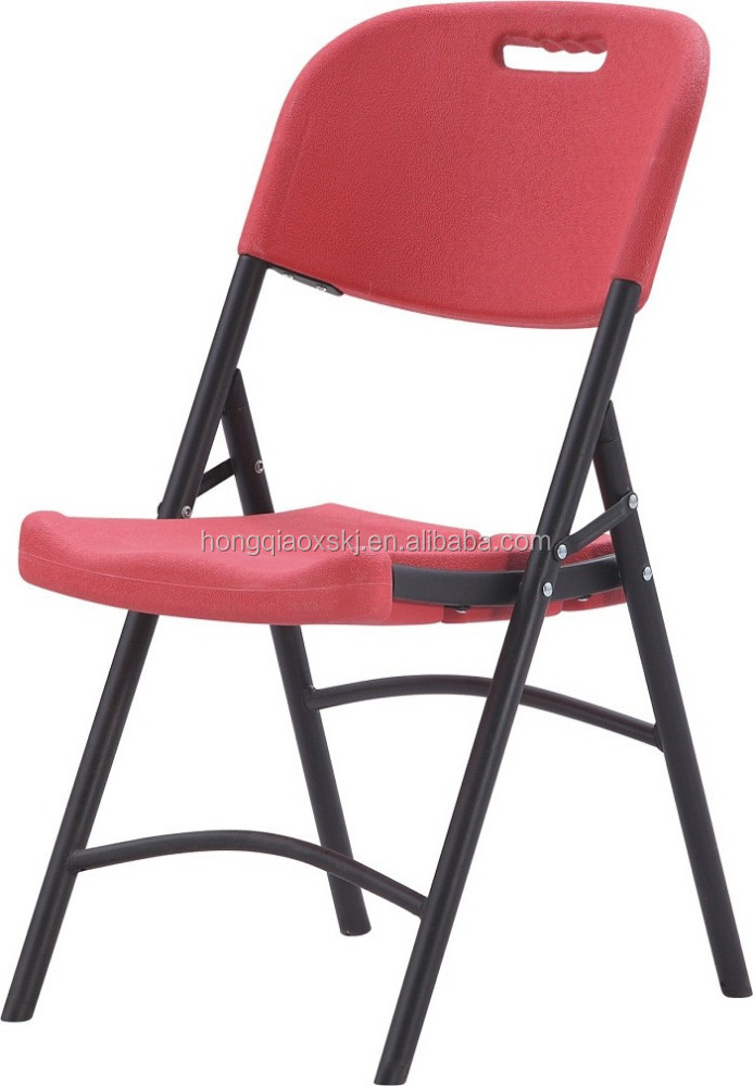 high quality strong panel plastic foldable chair/red color black legs folding chair for Lebanon/garden picnic colored chair