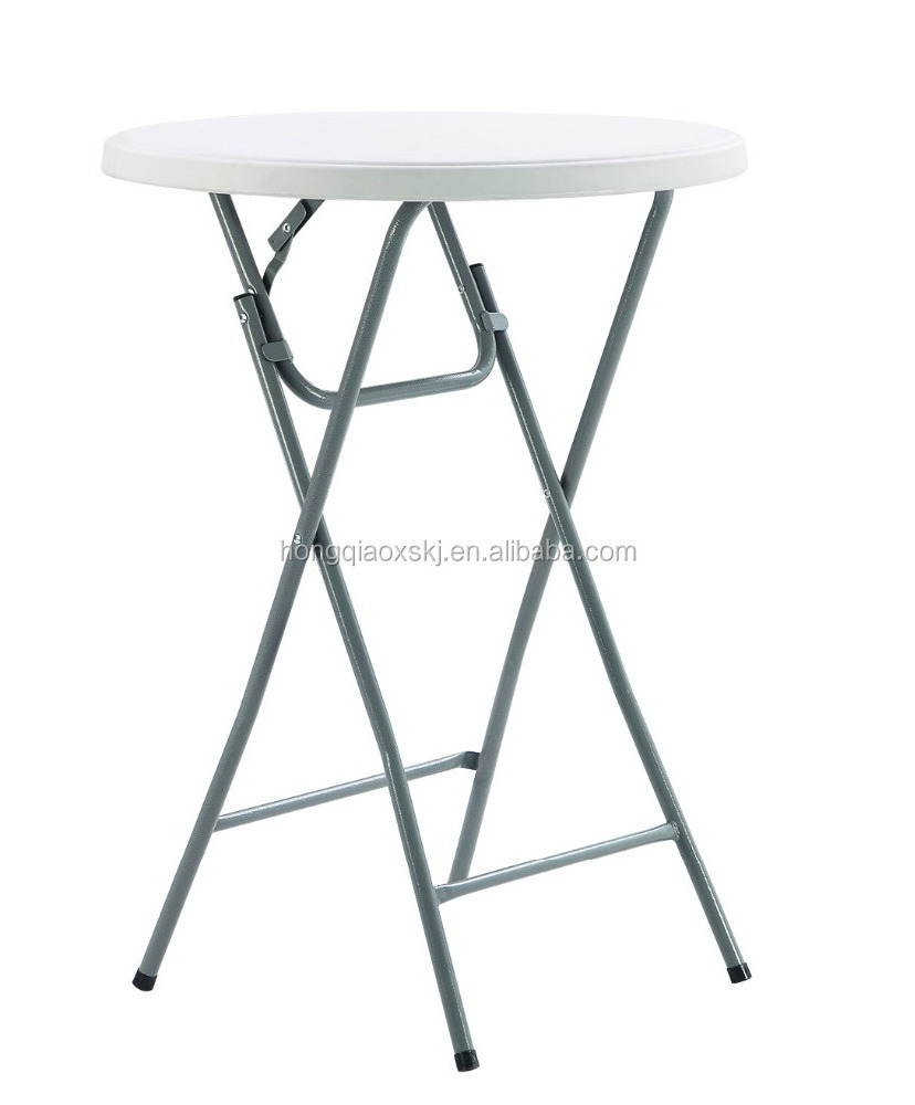 80cm Wholesale outdoor round plastic foldable cocktail coffee bar table  with high legs for party wedding