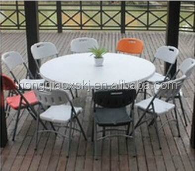 5ft Plastic Folding table round used for banquet outdoor wedding folding table