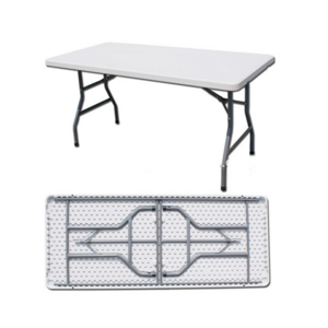 183*76*74cm hot selling foldable table/6ft plastic table folding in two pieces of panels/portable table with handle