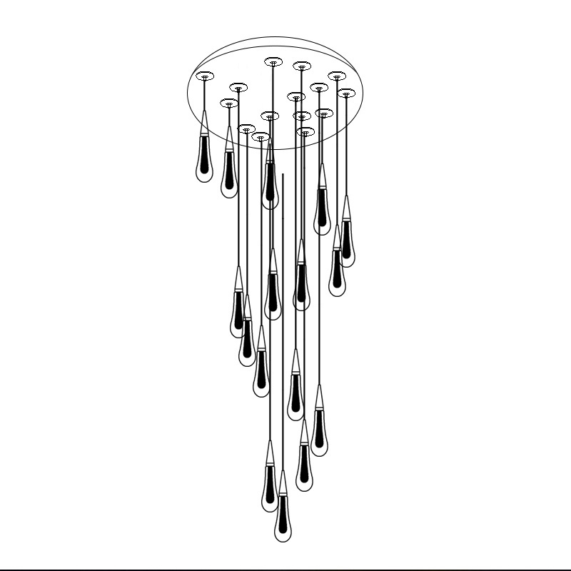 Modern Chandelier Crystal Raindrop Chandelier Duplex Attic Hanging Light Dining Room Pendant Lighting Led Staircase Chandelier