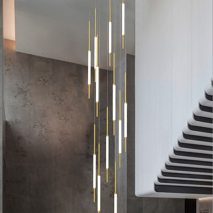 Modern Led Chandelier Villa Ceiling Chandelier Attic Living Room Home Indoor Long Staircase Chandelier Pendant Light Modern