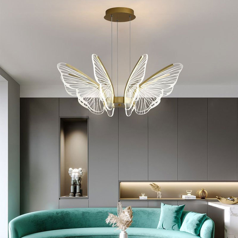 Modern Home Pendant Light Nordic Simple Modern Led Living Room Butterfly Chandelier Acrylic Bedroom Creative Lighting