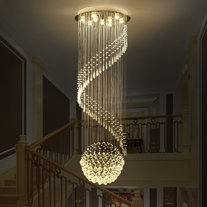 Modern Hanging Lamps for Ceiling Crystal Chain Pendant Light Living Room Lighting Fixtures Chandelier Loft Staircase Luster