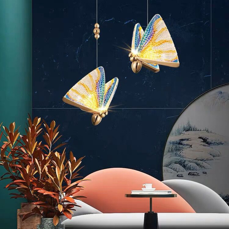 Modern LED Creative Butterfly Pendant Lights Lighting Bedside Hanging Lamp Living Room Hanging Lamp Dining Table Light Fixtures