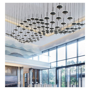 Modern Hotel Lobby Villa Staircase Large Long Led Ceiling Glass Crystal Luxury Chandelier Light