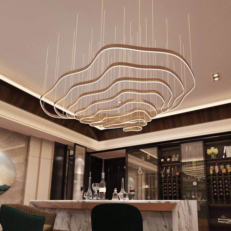 Creative Customized Hotel Sales Office Chandelier Conference Room Sand Table Modern Lobby Art Led Strip Chandelier