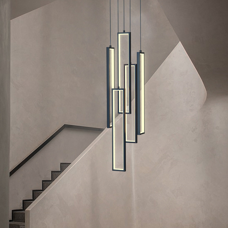 LED Nordic Staircase Chandelier Creative Villa Loft Living Room Chandelier Long Staircase Chandelier Pendant Light Modern