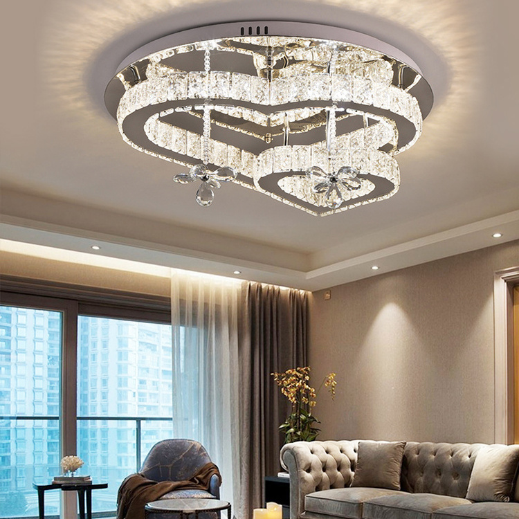 Modern LED Heart Shaped Crystal Bedroom Pendant Light Dining Room Ceiling Lamp Bedroom Ceiling Lamp New Ceiling Lamp