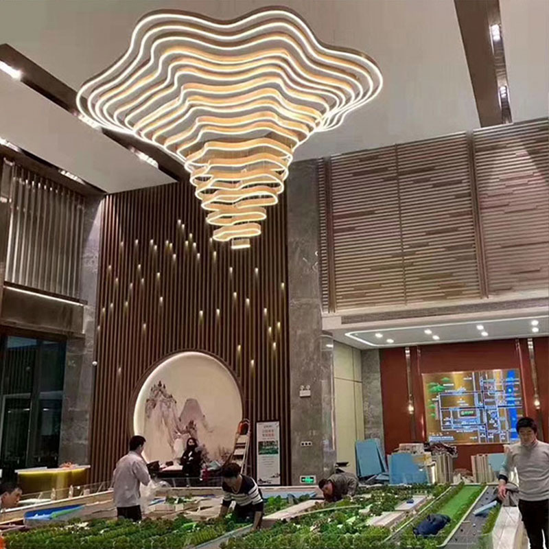 Creative Customized Hotel Sales Office Chandelier Conference Room Sand Table Modern Lobby Art Led Strip Chandelier