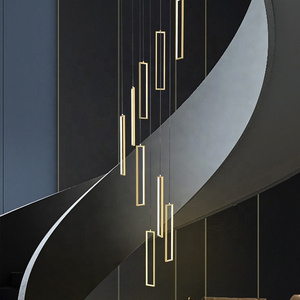 LED Nordic Staircase Chandelier Creative Villa Loft Living Room Chandelier Long Staircase Chandelier Pendant Light Modern