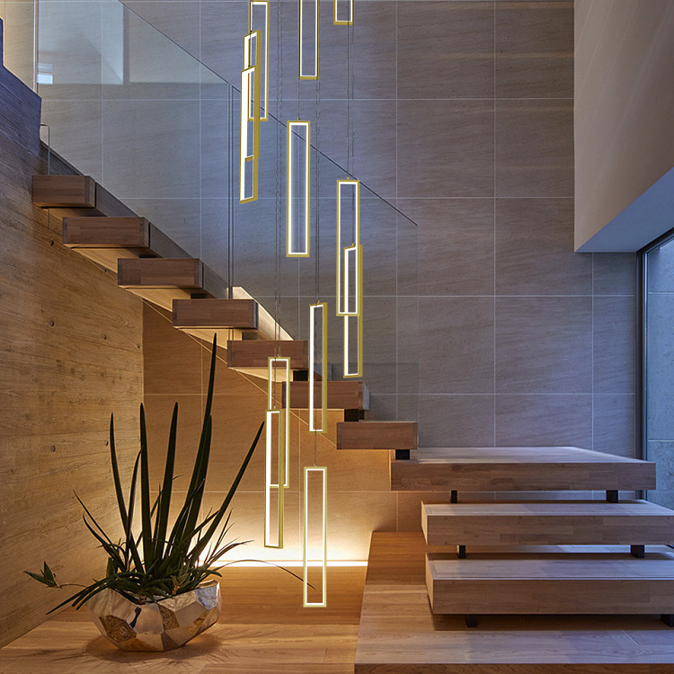 LED Nordic Staircase Chandelier Creative Villa Loft Living Room Chandelier Long Staircase Chandelier Pendant Light Modern