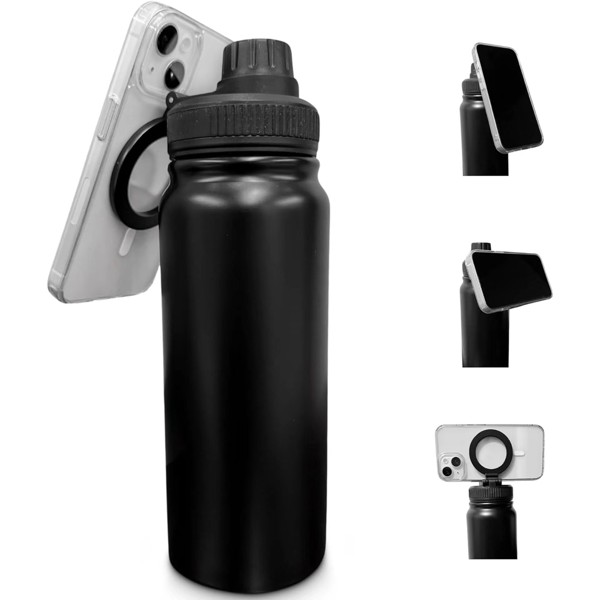 40oz Stainless Steel Insulated Gym Bottles with Magnetic Phone Mount Unique Design Stay Cold