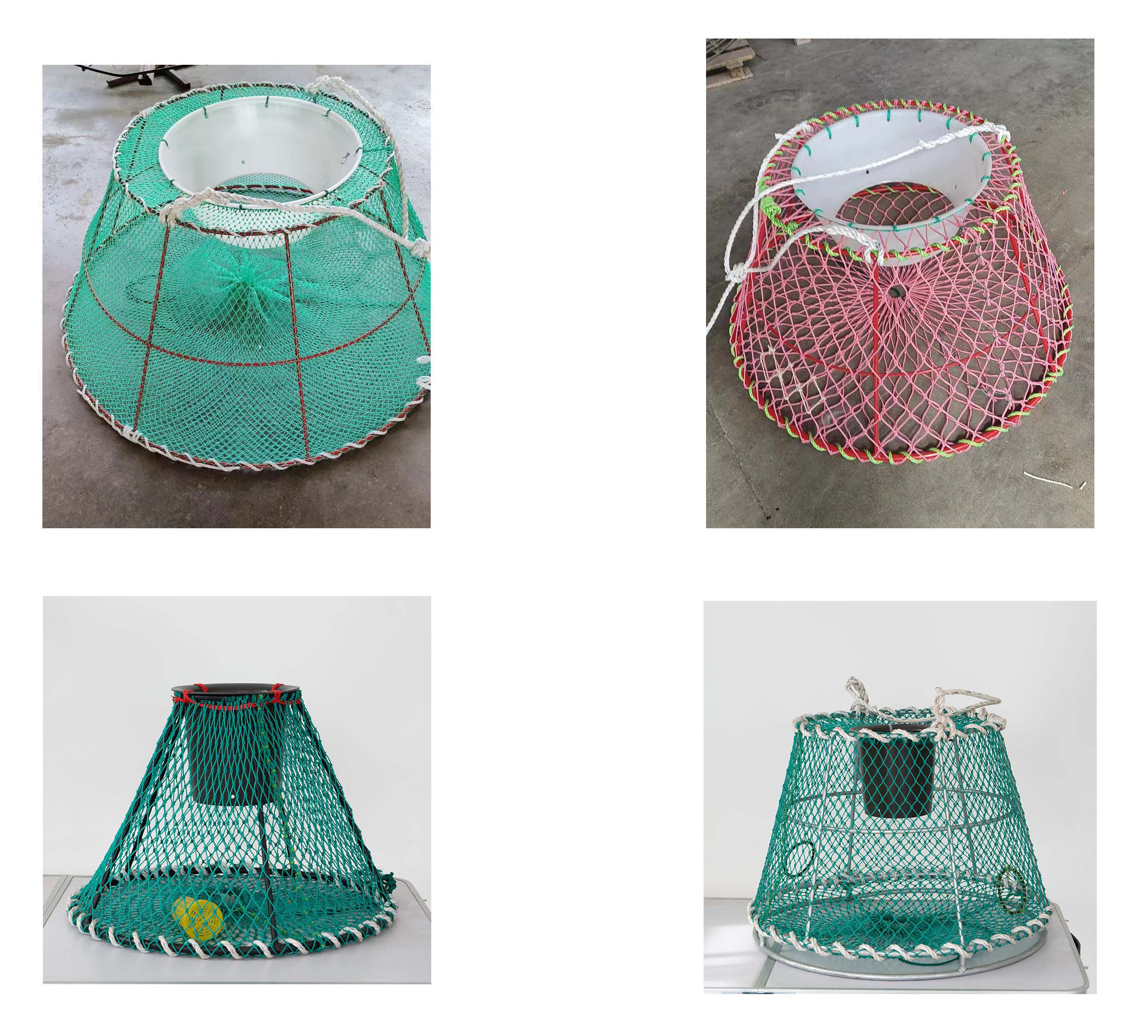 Foldable PE net long aquaculture fish cage lobster crab fishing trap