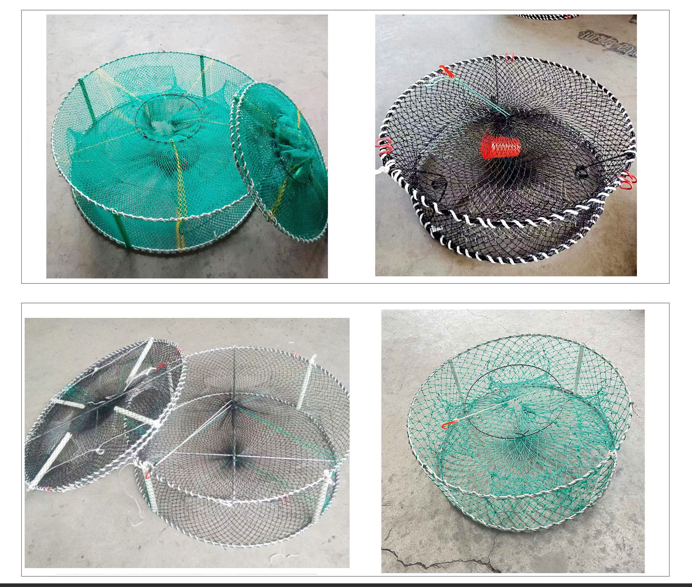 Foldable PE net long aquaculture fish cage lobster crab fishing trap