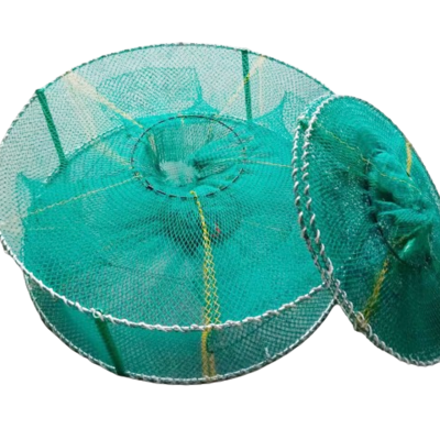 Foldable PE net long aquaculture fish cage lobster crab fishing trap