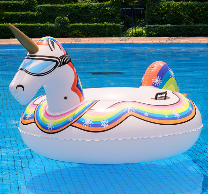 BSCI factory Flamingo and Unicorn Snow Toys Most Popular Inflatable Winter Plastic Snow Sled Tube For Sale