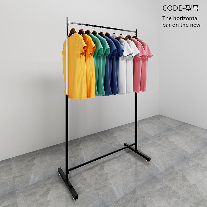 Adjustable Height Fashionable Commercial Industrial Grade Metal Garment Horizontal Bar Cloth Rack For Clothes Shop