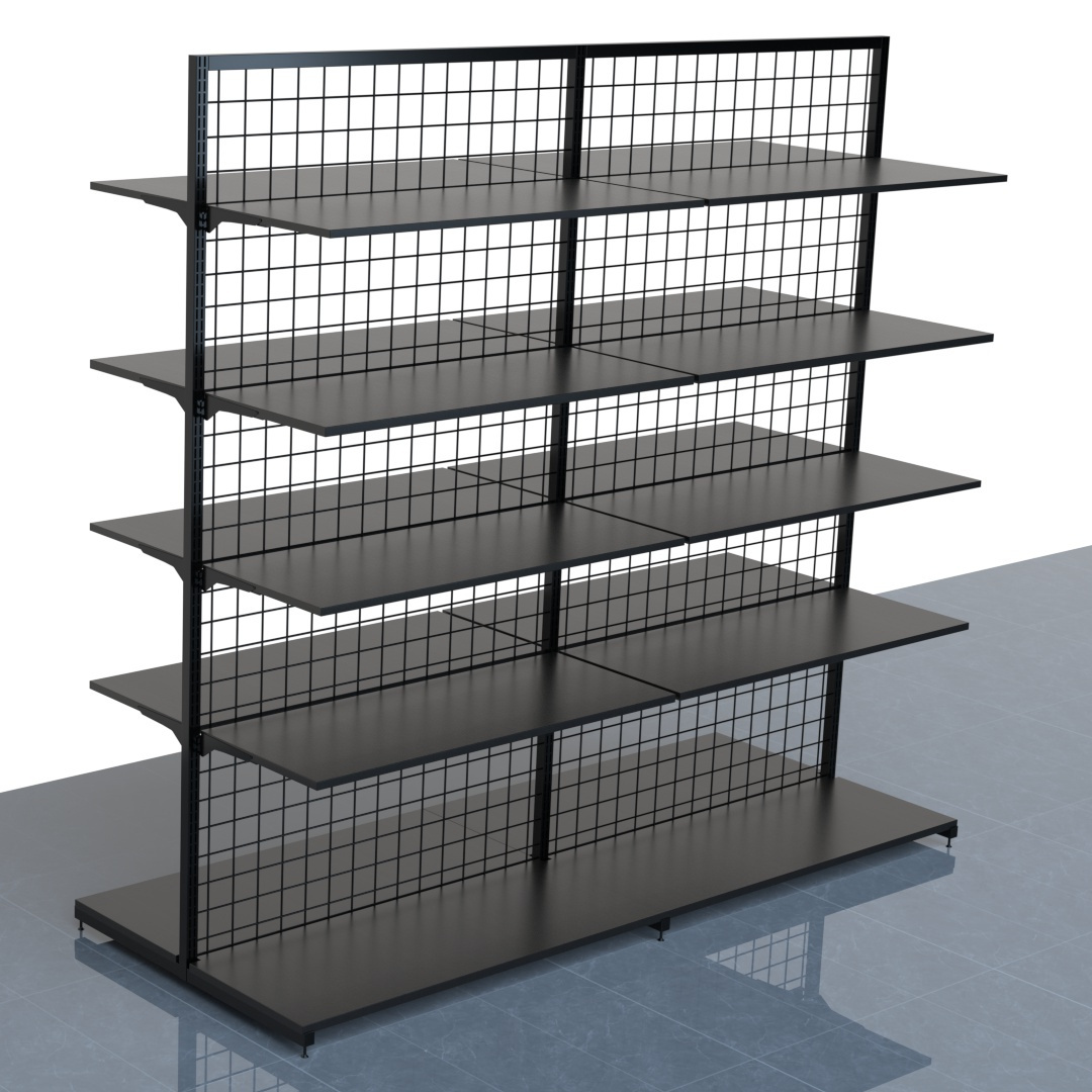 OEM&ODM Free Standing Grid Wall Panels Display Rack  Metal Mesh 50*50MM Shelves Supermarket Factory Custom Store Display