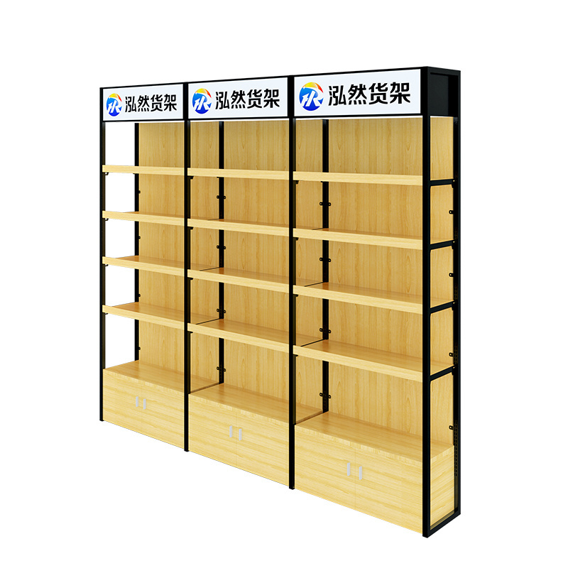 High-Grade Shop Display Shelving Steel&Wood Display Rack For Shopping Malls And Supermarkets Boutique Store Adjustable Shelf