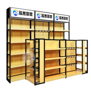 High-Grade Shop Display Shelving Steel&Wood Display Rack For Shopping Malls And Supermarkets Boutique Store Adjustable Shelf