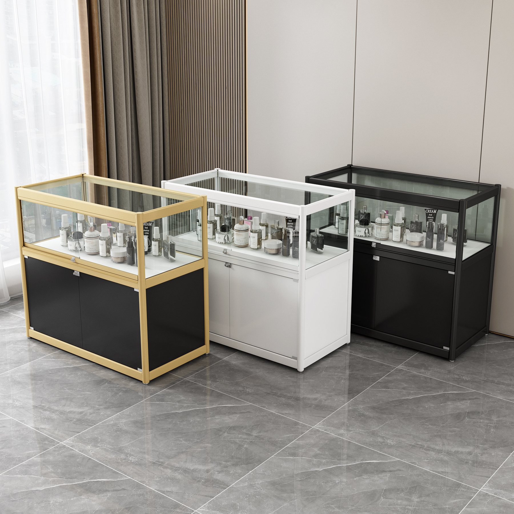 Phone Mobile Shop Showcase Tempering Glass Display Cabinet With Lock Commercial Glass Cabinet For Living Room Showcase