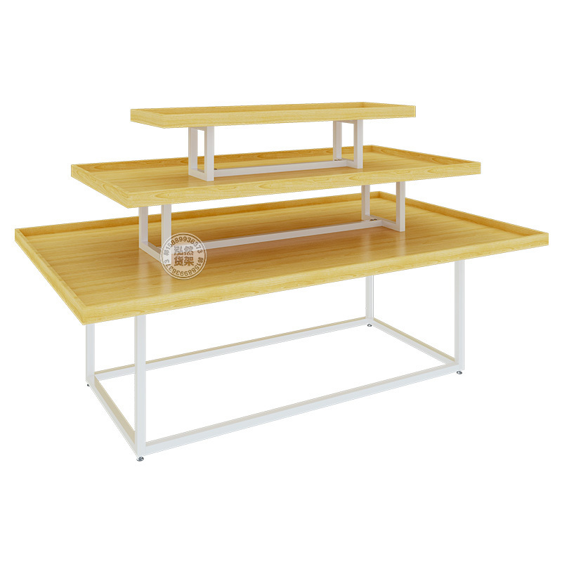 Sneaker Store Steel Wood Promotion Table Display Clothing Shop Promotion Counter Custom Exhibition Counter Hat Display Stand