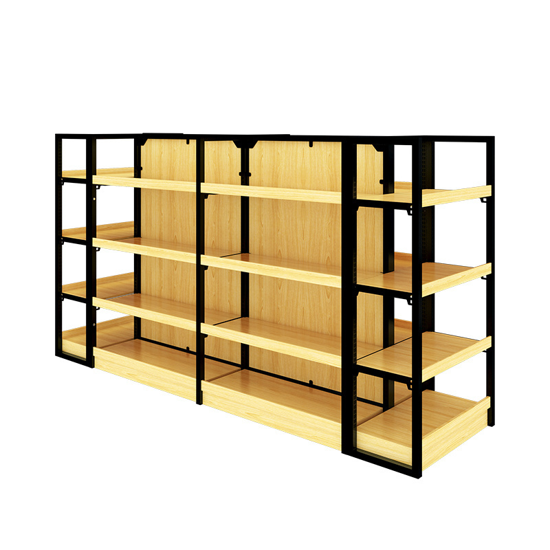 High-Grade Shop Display Shelving Steel&Wood Display Rack For Shopping Malls And Supermarkets Boutique Store Adjustable Shelf