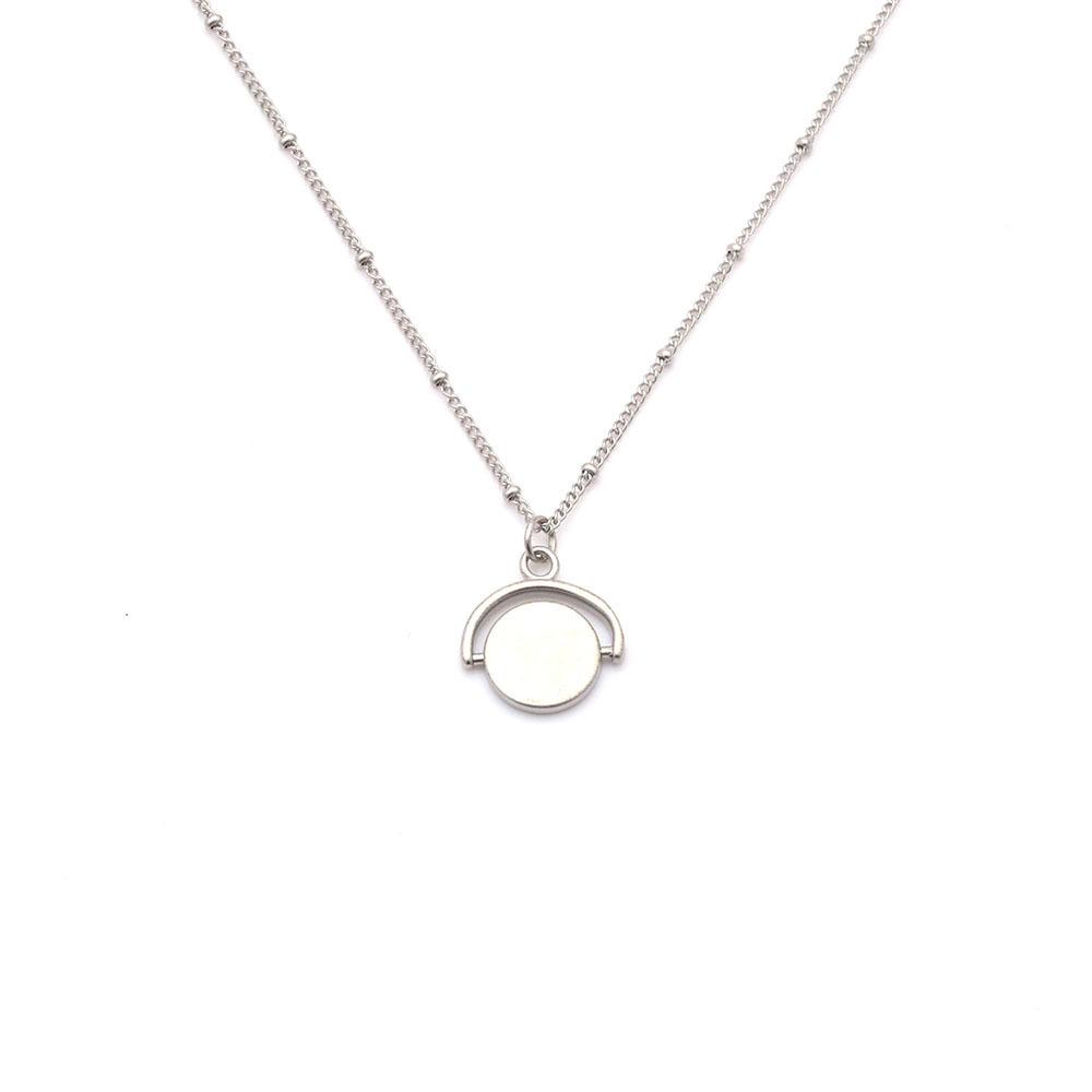 High Quality 18k gold plated Stainless Steel Circle rotatable Pendant Necklace Silver Gold Hip hop Necklace for men women