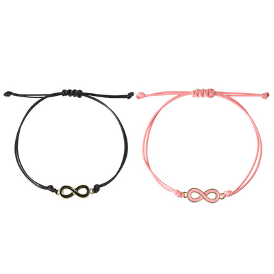 Vintage Handmade Wax Thread Couple Jewelry Gift Minimalist Braided Infinite symbols Solid Color Friendship Rope Bracelets