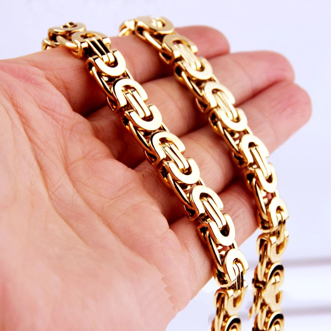 Manufacturing Wholesale Cheap Price New Jewelry 316L Stainless Steel Rose Gold Byzantine Chain Necklace for Men and Women