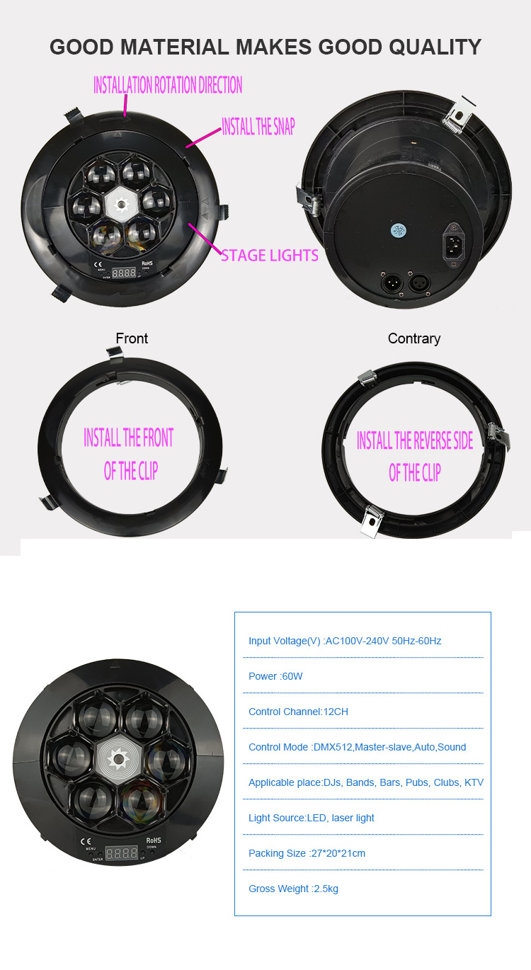 HR Led Rgbw 4 In1 10w* 6pcs Bee Eyes Beam With Laser Green Moving Lazer Lights Strobe Laser Projector 6 Eyes Led Effect Light